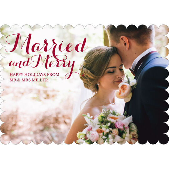 Red Married and Merry Holiday Photo Cards